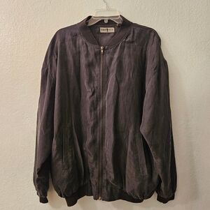 Robert Stock Dark Gray Silk Bomber Jacket